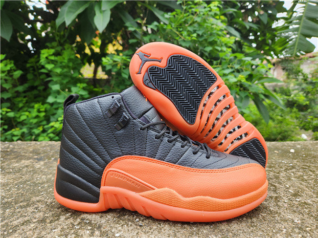 Men's Running weapon Air Jordan 12 Black/Orange Shoes 070